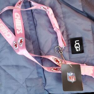 NEW KANSAS CITY CHIEFS PINK RED WHITE LANYARD KEYCHAIN KEY RING Mahomes NWT